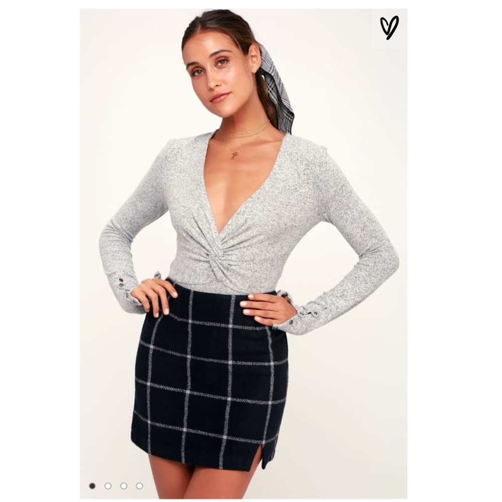 Lulu’s Spence Navy Blue Plaid Mini Skirt